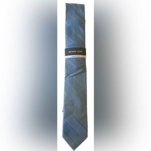 Michael Kors Men's Silk Blend Check Neck Tie, Light Blue One Size